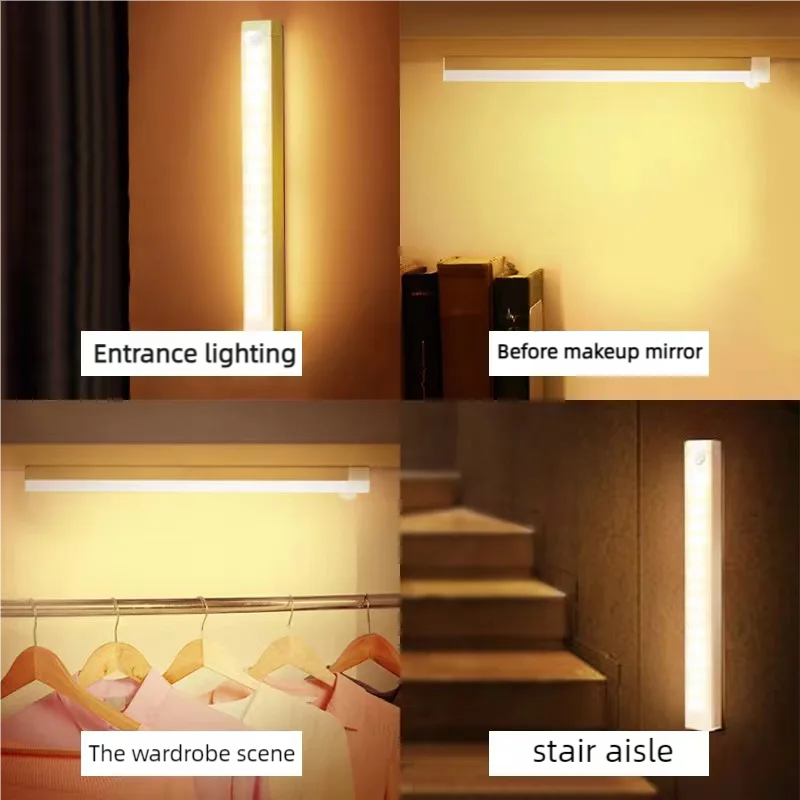  Wireless Rechargeable LED Night Lights Motion Sensor Lights Closet Kitchen Night Lights Bedroom Sensor Light Cabinet Stair Light 