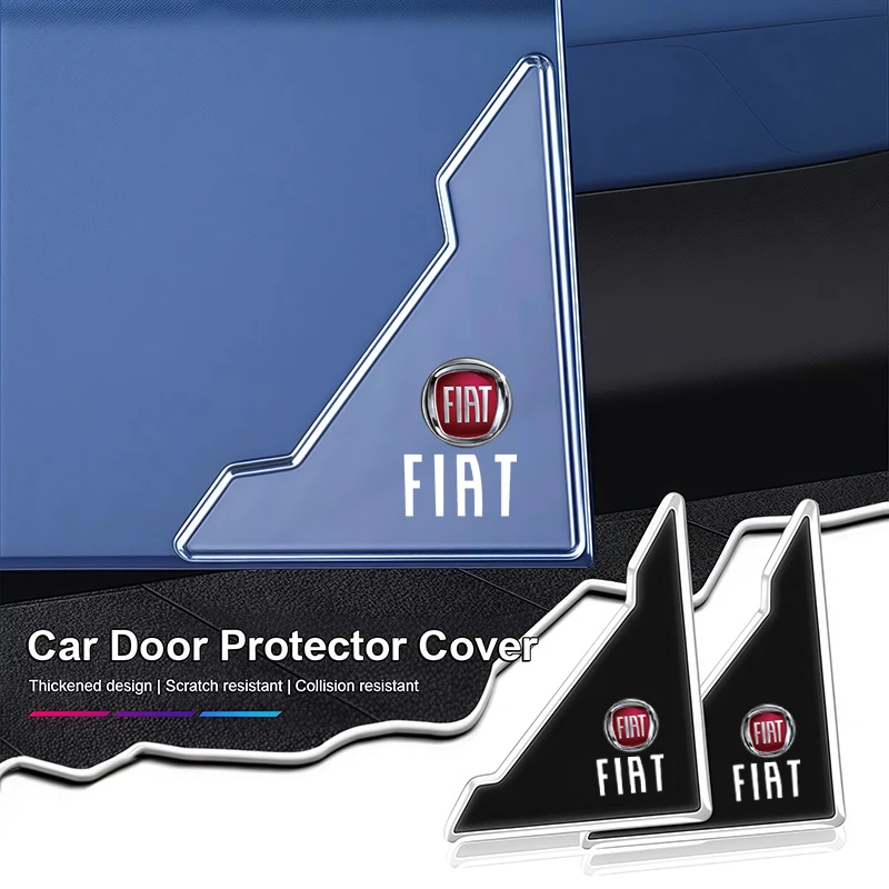 2Pcs Car Door Corner Protector Stickers Decoration For Fiat 500 Panda Cronos Argo Punto Tipo Doblo Abarth Bravo Stilo Ducato Uno