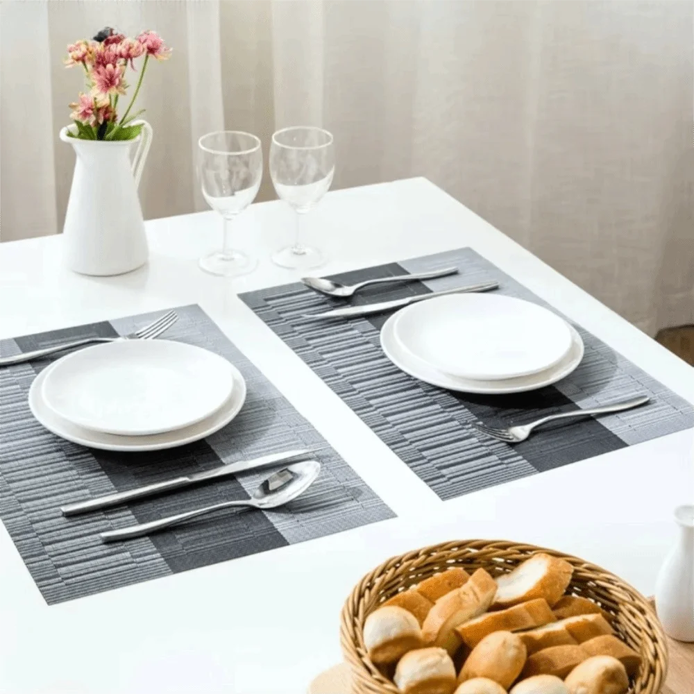 30*45cm PVC Placemats Weave Stripe Heat Resistant Table Mat Easy To Clean Non-Slip Pallet Coaster For Dining Table
