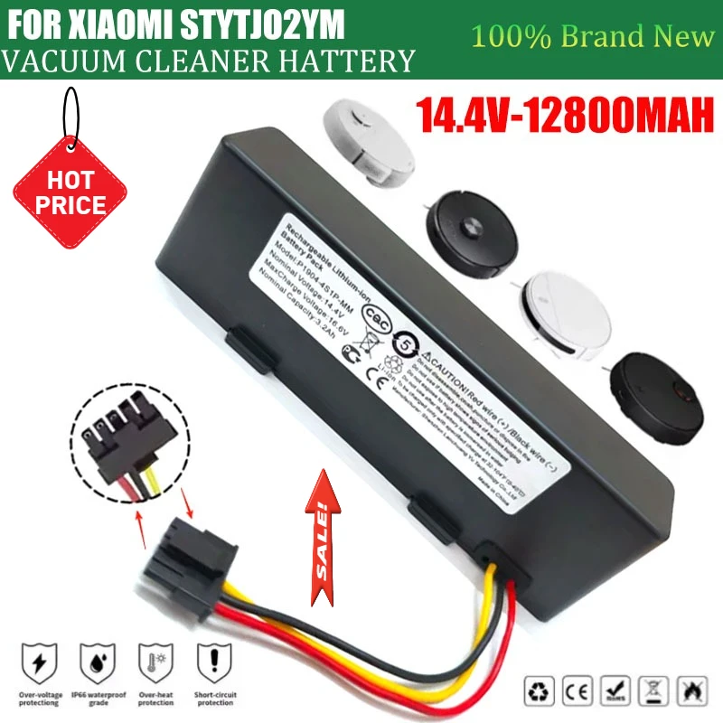 

12800mAh Rechargeable battery 14.4V For Xiaomi Mijia Robot Vacuum Mop3C 2S P XMSTJQR2S STYTJ02YM Sweeping Mopping Vacuum Cleaner