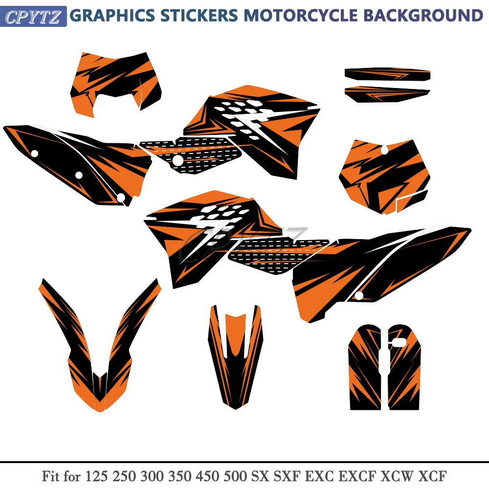 Motorcycle Full Graphics Backgrounds Decal Sticker Kit Fit for 125 250 300 350 450 500 SX SXF 2007-2011 EXC EXCF XCW 2008 2009