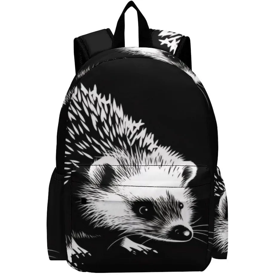 

Backpack Hedgehog Black Animals Laptop Backpack School Bookbag Shoulder Bag Casual Daypack