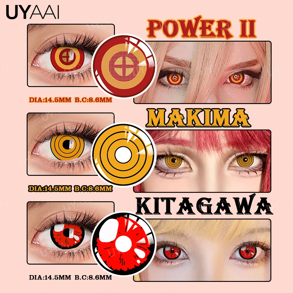 Lentes de contacto de colores UYAAI, lentes de contacto rosas, lentes Makima, lentes de contacto, Cosplay Genshin Impact, lentes de colores para ojos