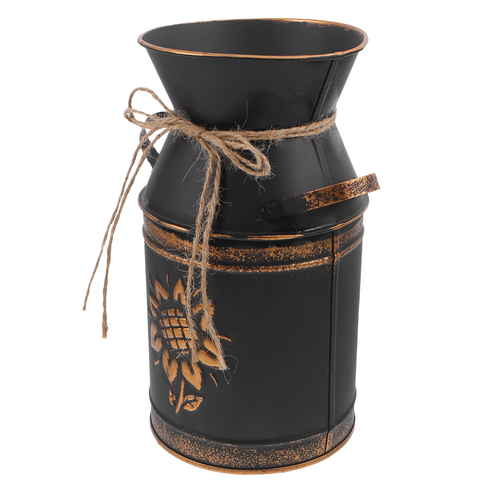

Flower Pot Black Sunflower Gold Metal Bucket Arrangement Pots Plants Wall Practical Metal Vase Planter Home Decor Style