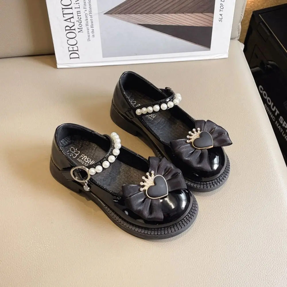 Sepatu Kulit Anak Perempuan Model Mary Jane dengan Hiasan Pita, Sol Lembut, Gaya Slip-on, Ringan, Sepatu Putri untuk Anak Perempuan Kecil