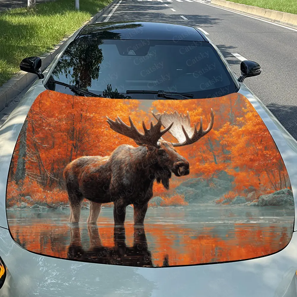 Camel Deer In Autumn Car Hood Decal Stickers Wrap Vinyl Film Engine Cover Decals Sticker Car Hood Protective Film
