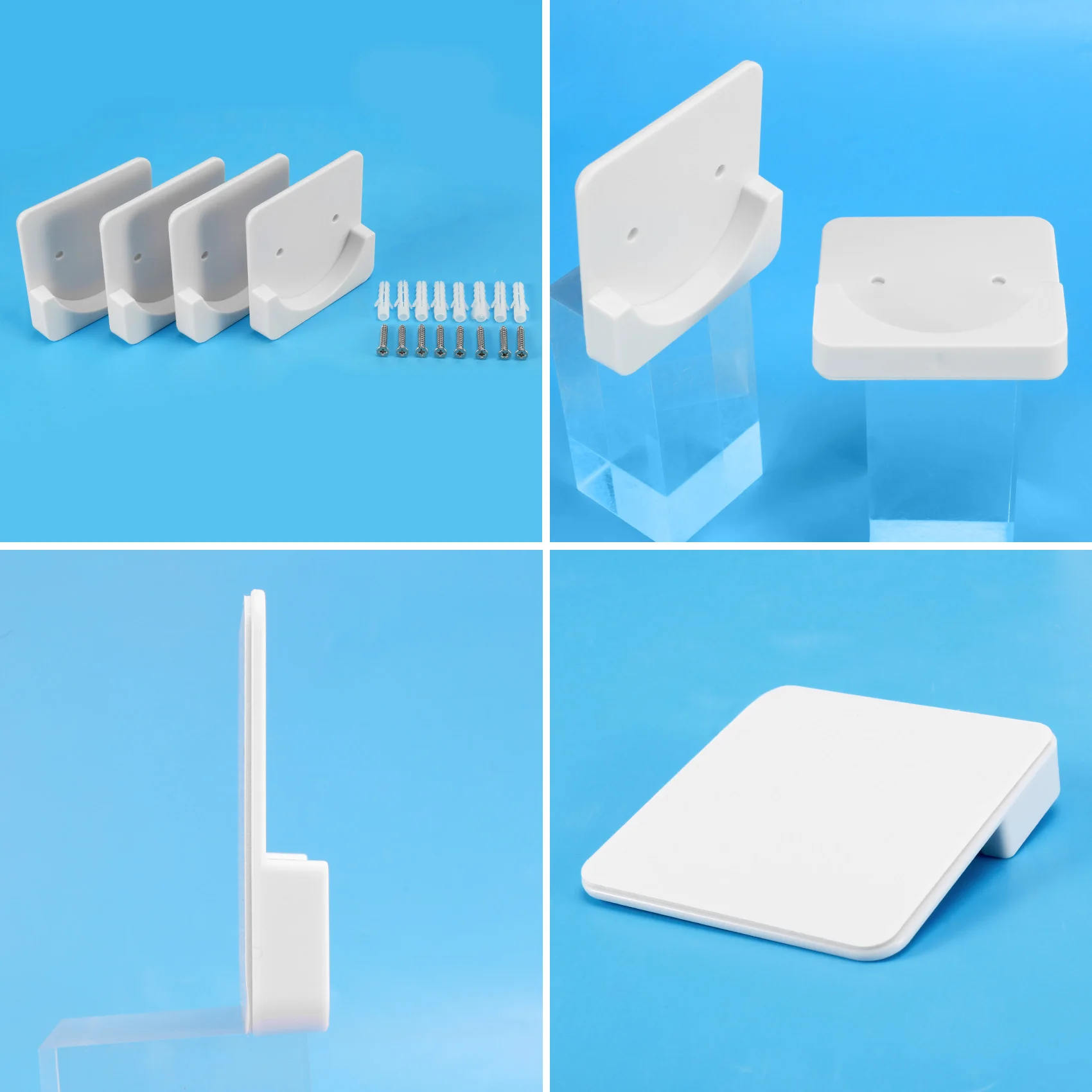 ABGH-4 Pieces Adhesive Shower Curtain Rod Holder Shower Rod Retainer Wall Mount Holder, Shower Curtain Rod Not Included