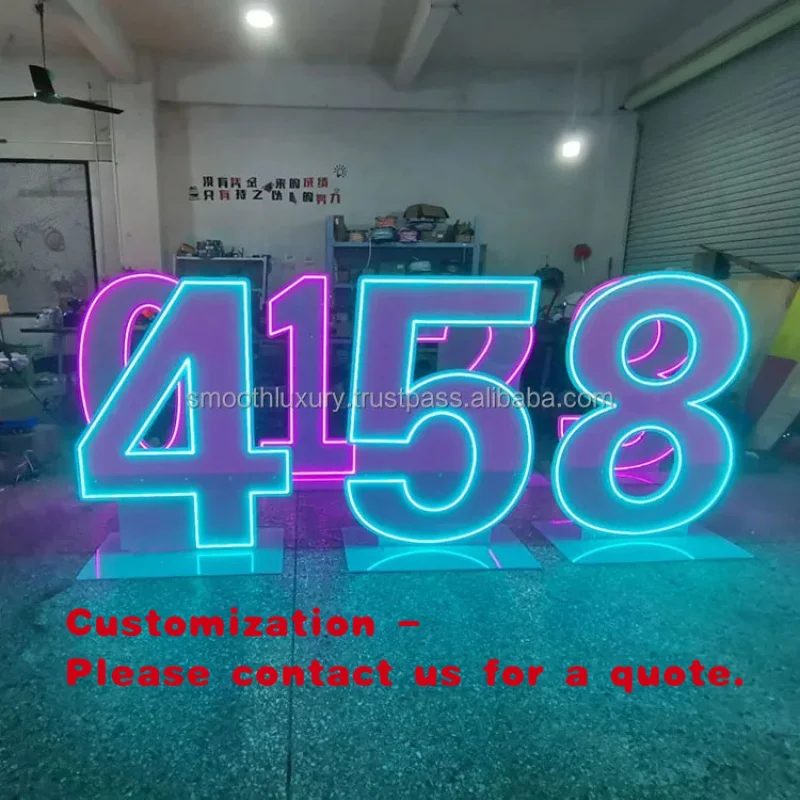 custom.Smooth 4ft RGB Neon Lights Sign Wedding Party Event Decor Led Acrylic Numbers Letters