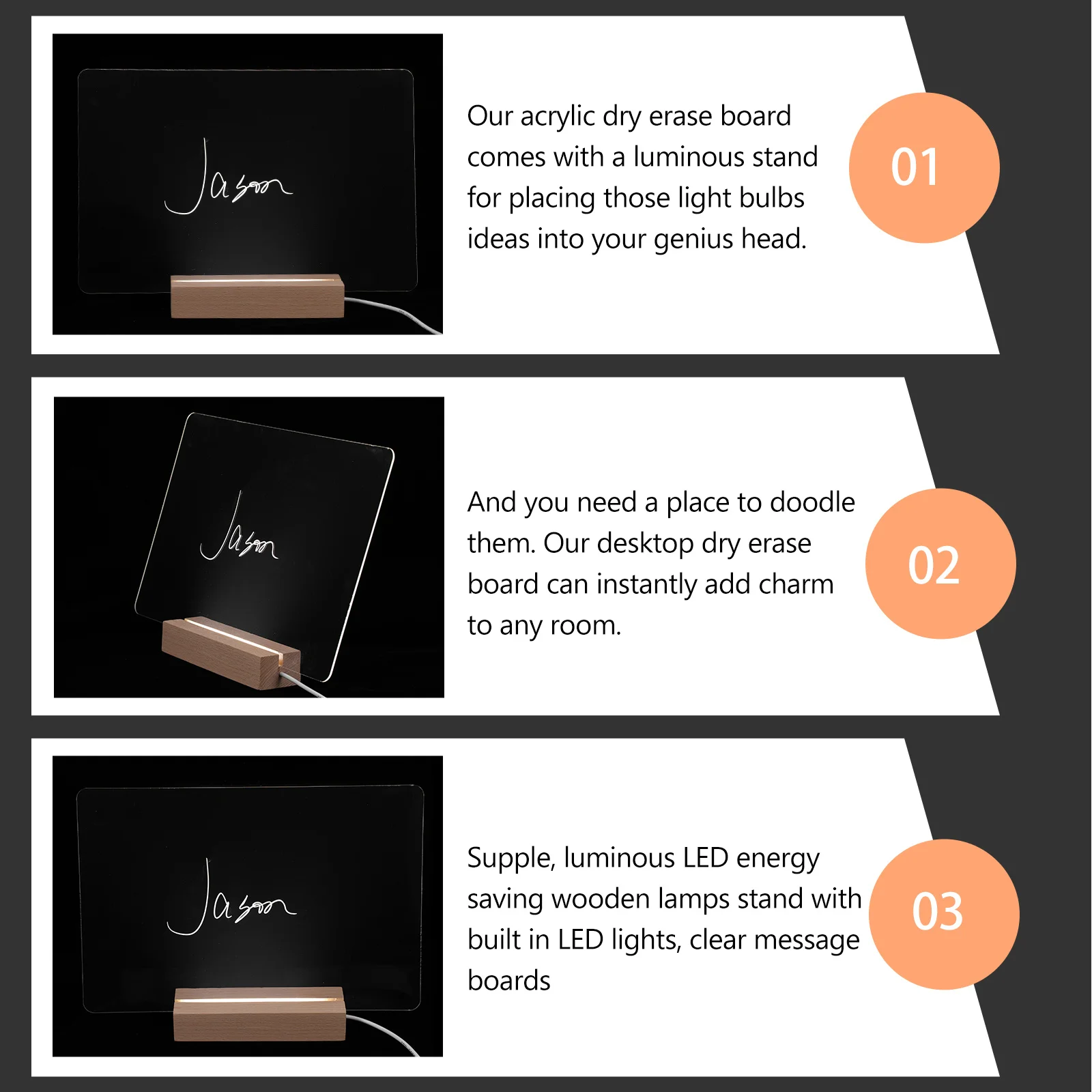 1 Set Acrylic Message Desktop Note For Home Office School Transparent Writing Board Erasable Memo Board Clear Surface