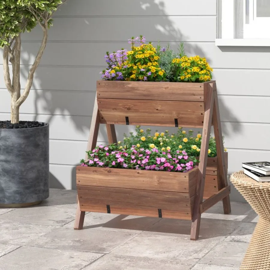 

Vertical Raised Garden bed with 3 Wooden Planter Boxes