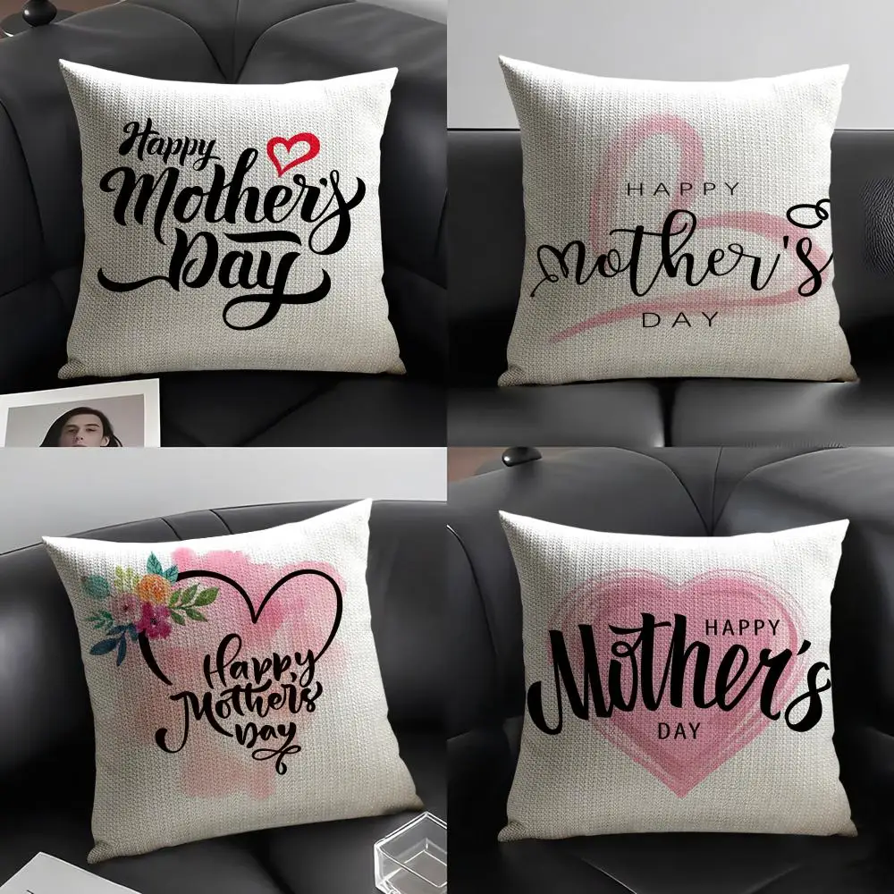 

Mother's Day Cushion Cover Natural Linen Organic Fabric Double-Sided Printing Breathable Perfect Gift for Decor