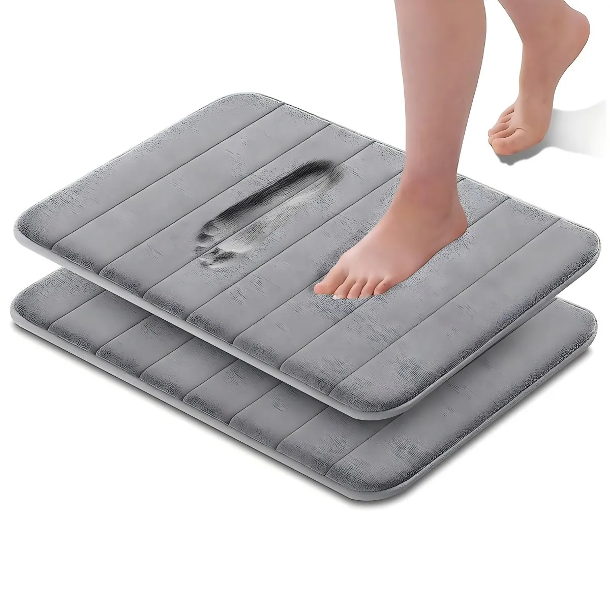 Bath Mat 2 Pack 40*60 cm, Memory Foam Bath Mat Non Slip,Soft Comfortable,Highly Absorbent,Bedroom,Bathroom,Doorstep