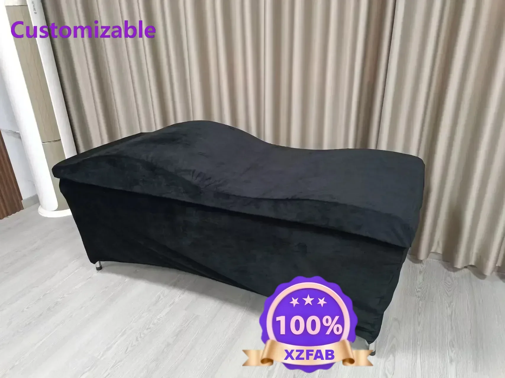 Factory Direct 2026 Nordic Beauty Salon Curved Extension Bed Topper Velvet Massage Table Eyelash Mattress Bed
