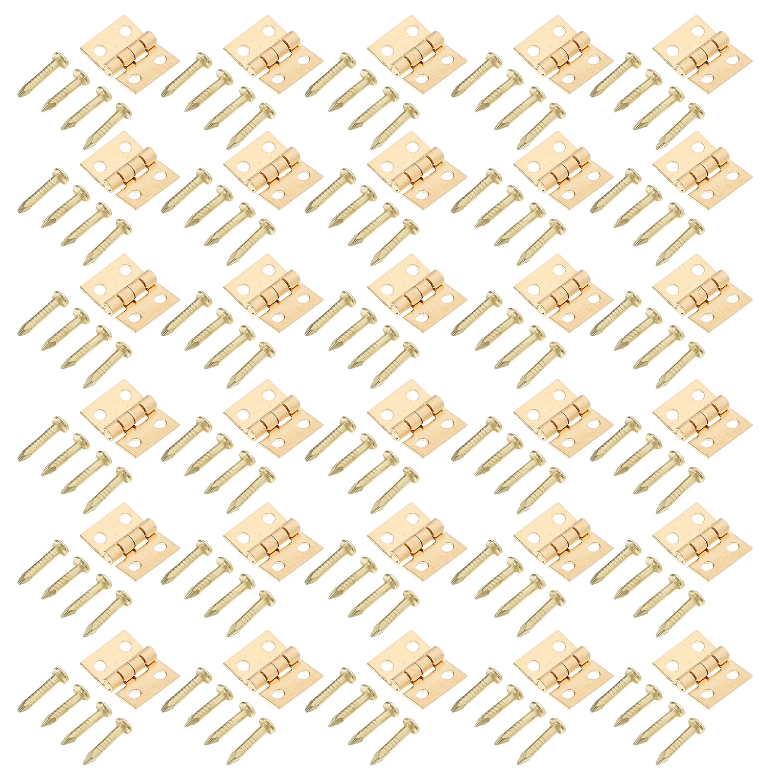 

50Pcs High Grade Yellow Hinge Set 4 Mounting Holes Heavy Duty Hinges for Drawer Cabinet Door Jewelry Box Decorative Hardware