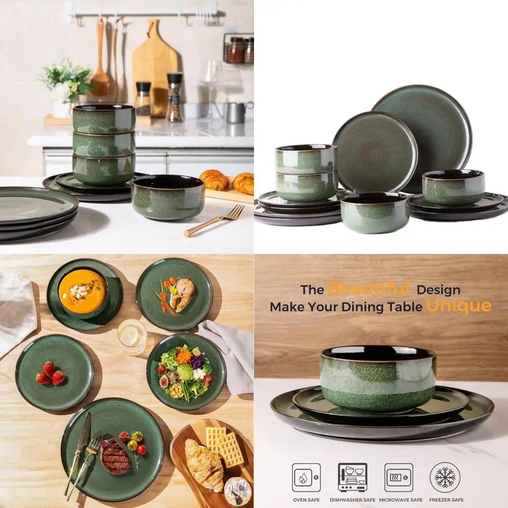 

Фарфоровый набор посуды ручной работы на 4 человека, реактивная глазурь, устойчивый к сколам, в духовке и в посудомоечной машине.