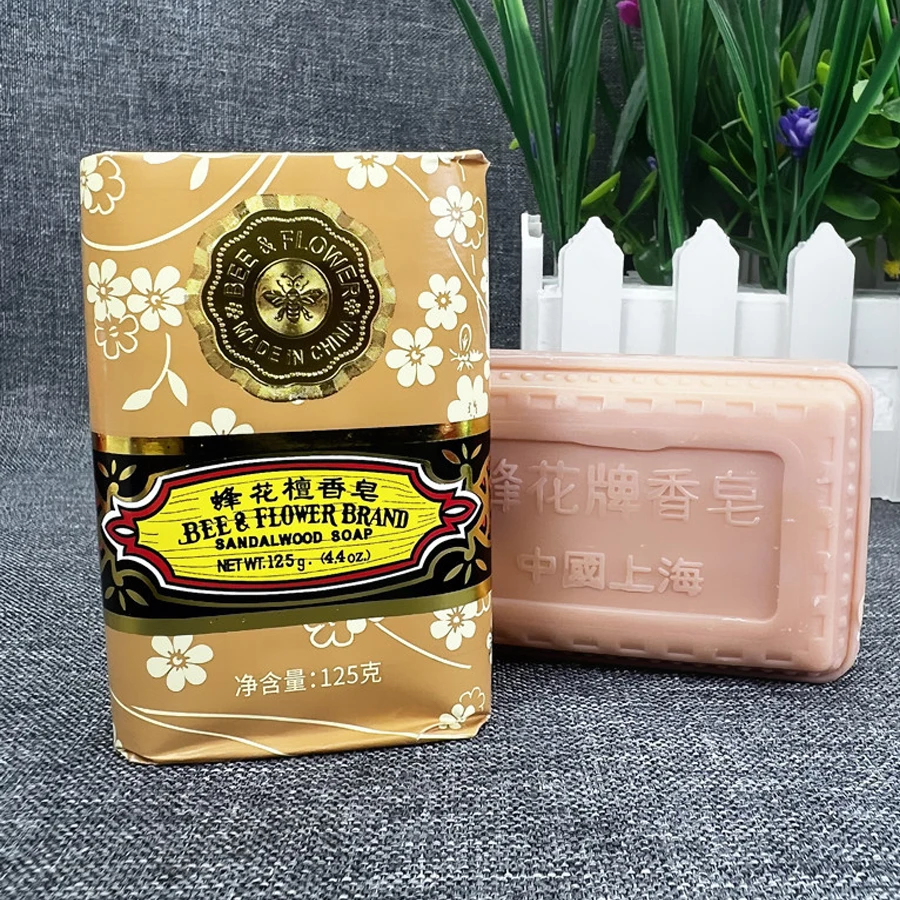 3/5Pcs Bee Flowers Sandalwood Soap 125g Soap Bath Soapberry Mild Plant Soap Formula Jasmine Soap Rose Soap Shower Wash Face