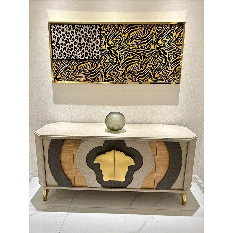 Light luxury villa solid wood dining side cabinet entry porch cabinet large apartment high-end TV cabinet furniture