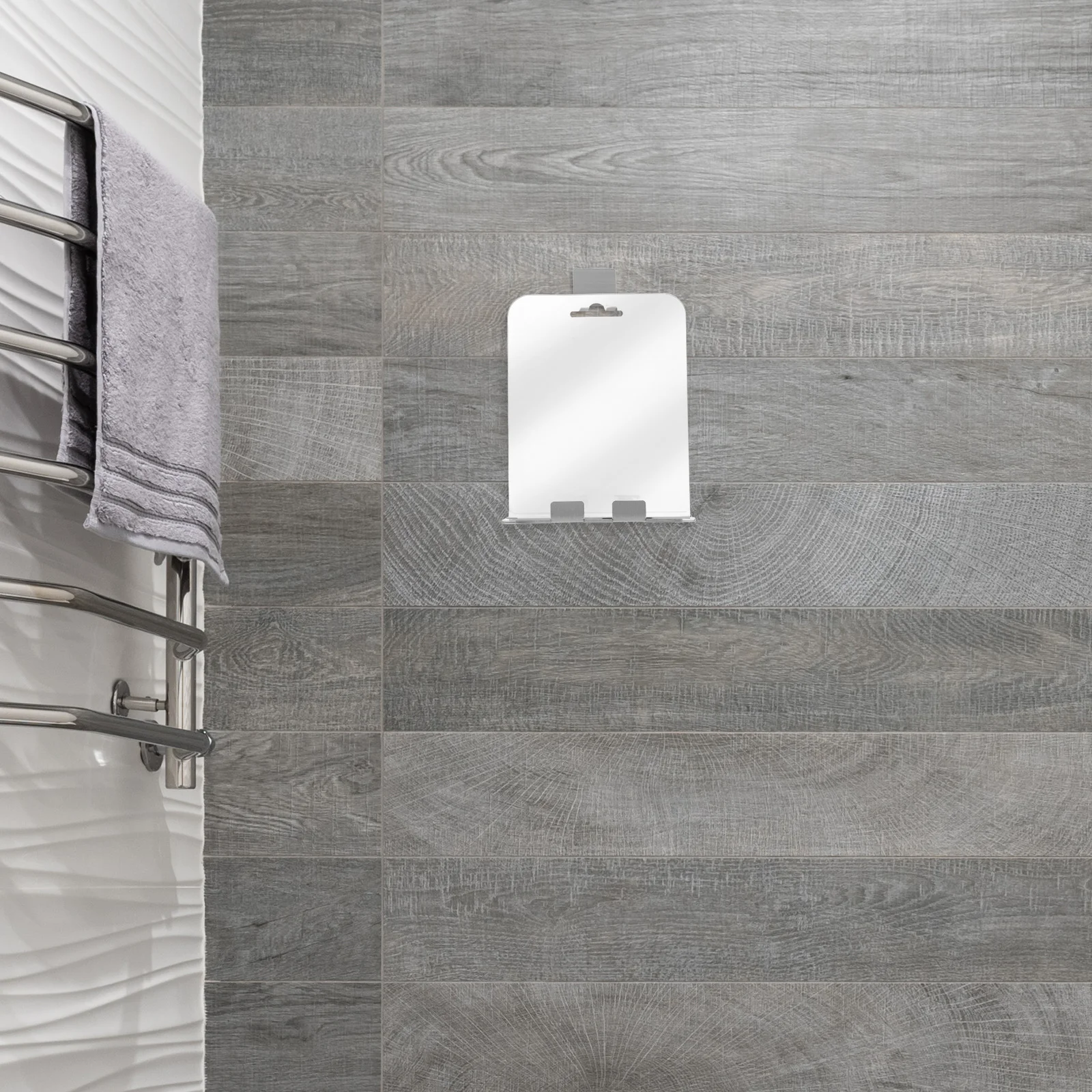 Lusterko do prysznica bez zaparzania, półka, lusterko do golenia i makijażu, montowane na ścianie, ze stali nierdzewnej, z haczykiem, lusterko podróżne, akcesoria prysznicowe dla kobiet i mężczyzn.