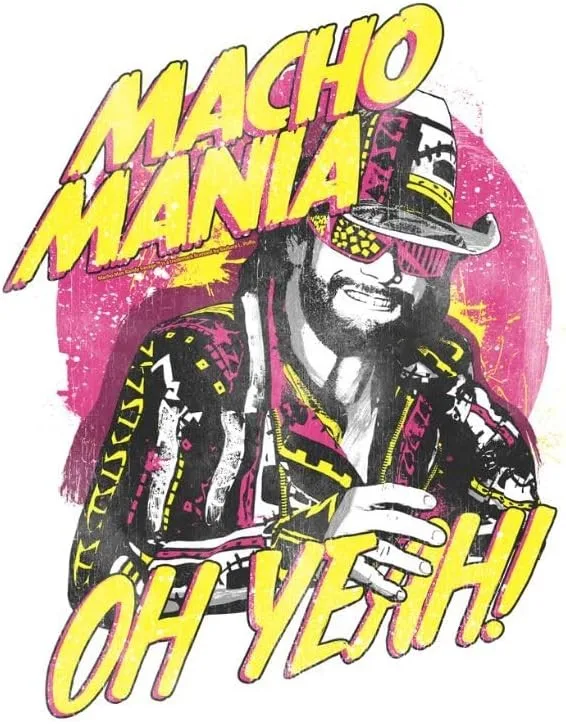 تي شيرت Macho Man Randy Savage 1980's Wrestler Macho Mania Oh Yes للبالغين