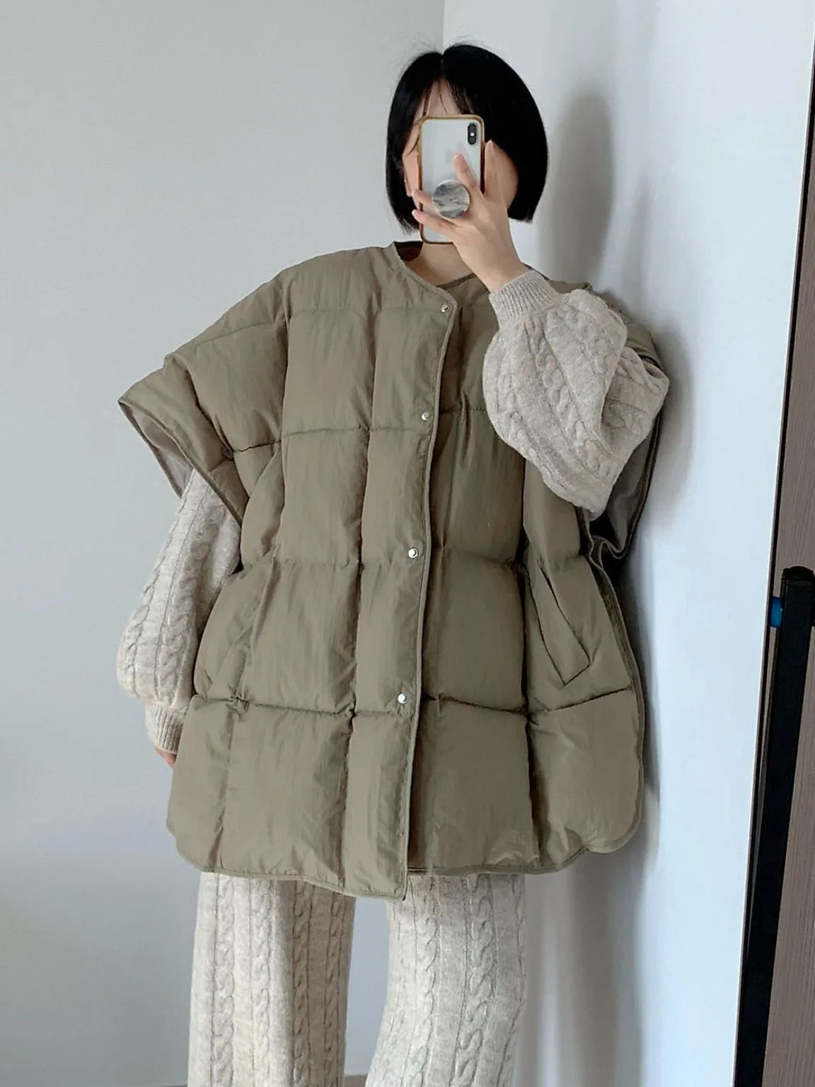 한국 레트로 디자인 스웨이드 코튼 베스트 여성용 겨울 패션 루즈 트렌디 아우터웨어 편안한 핏 코튼 재킷