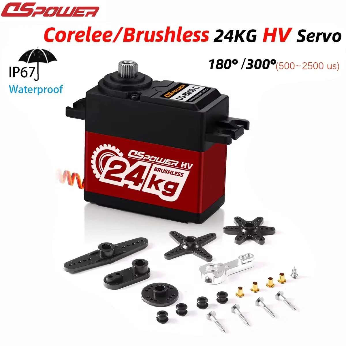 DSpower 24KG Waterproof Servo High Speed Motor Coreless brushless Metal Gear Digital Servos large torque for TRX 1/8 1/10 RC Car