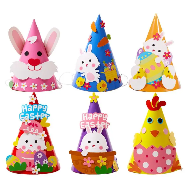 Children DIY Easter Non Woven Fabric Hat Bunny Egg Material Handmade Crafts for Kid Holiday Cartoon Cap Party