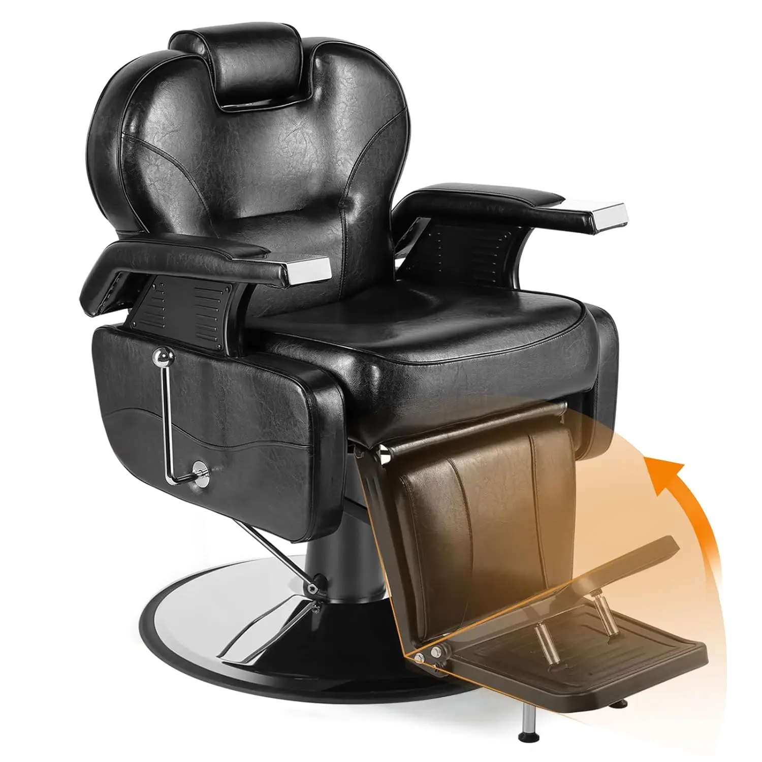 Zwarte universele hydraulische liggende kappersstoel Salon Beauty Styling stoel voor schoonheidssalon