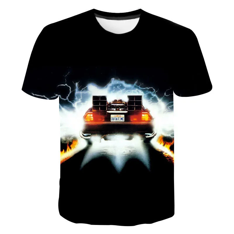 فيلم العودة إلى المستقبل ثلاثية الأبعاد مطبوعة تي شيرت الرجال النساء موضة عادية المتضخم قصيرة الأكمام تي شيرت الذكور تيز القمم رجل الملابس #5