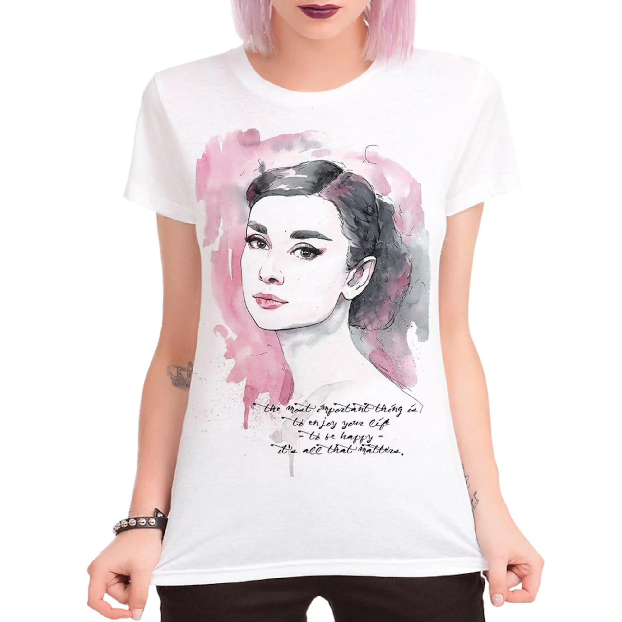 Audrey Hepburn T-shirt de arte, tamanhos masculino e feminino, Bf 119