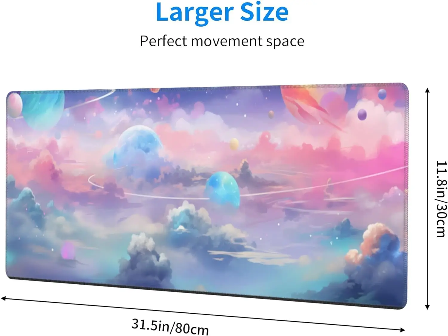 Pink Planet Galaxy Mouse Pad Large Pink Kawaii Gaming Mouse Pad Big Extended Desk Protector for Home Office Work 31.5x11.8 Inch