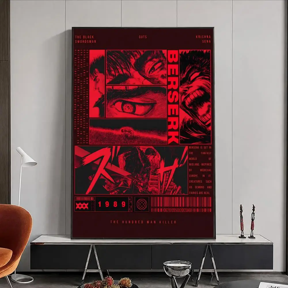Anime Berserk Poster, Poster, Wandaufkleber, wasserfest, selbstklebend, HD-Kunst, Schlafzimmer, Bar, Dekoration – Detail 8