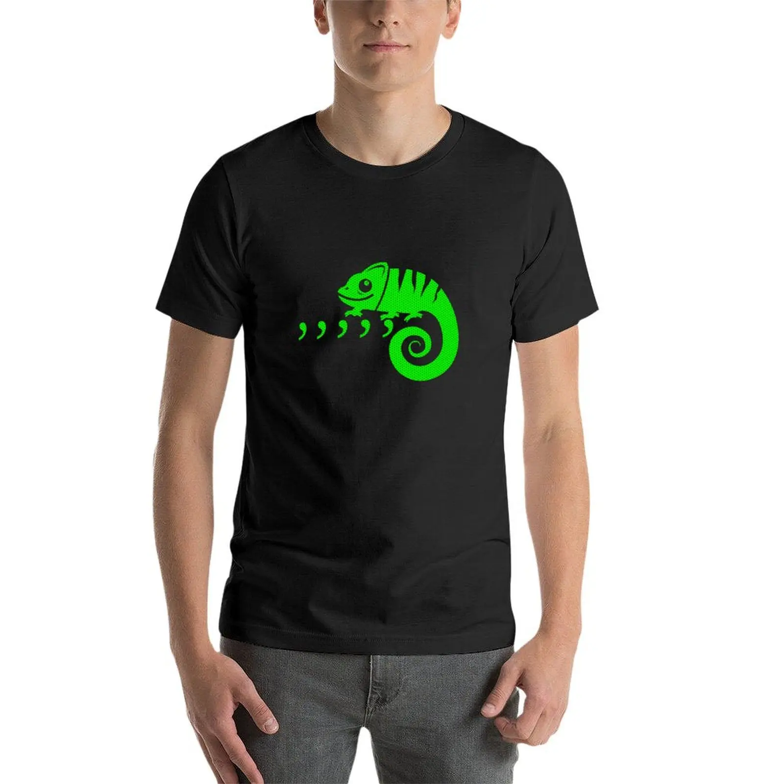 T-shirt caméléon drôle 80's Karma Stuff pour un garçon, chemisier Kawaii, vêtements surdimensionnés pour hommes