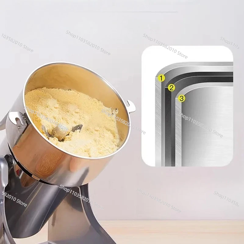 Electric Grain Mill Grinder, Stainless Steel Pulverizer Powder Machine for Dry Herbs Grains Spices Cereals Coffee Corn