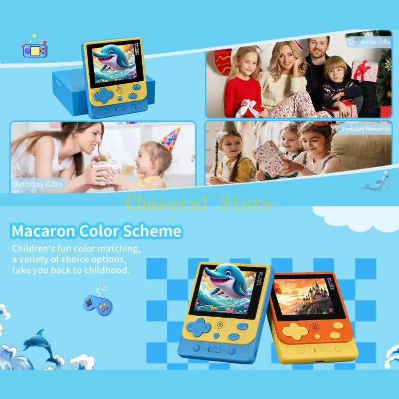 E7CE Adulto y niño Consola juego Handheld 319 Títulos clásicos Diseño compacto con batería duradera para On the Go Fun