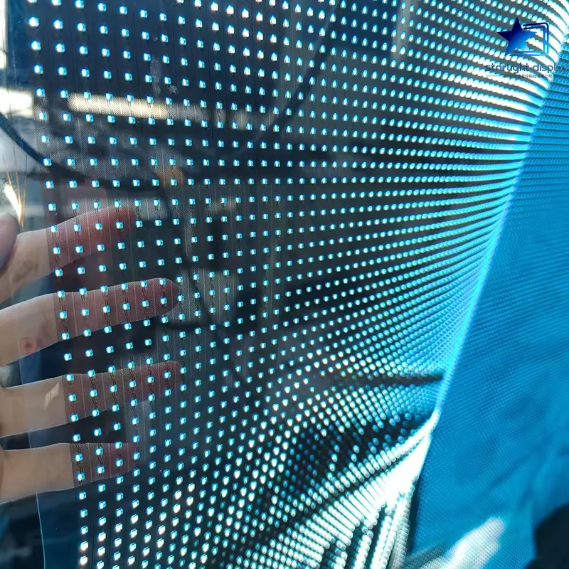 New P6 P8 P10 Adhesive Slim Flexible Transparent Film LED Screen for Glass Windows Self-adhesive Display Transparent Screen