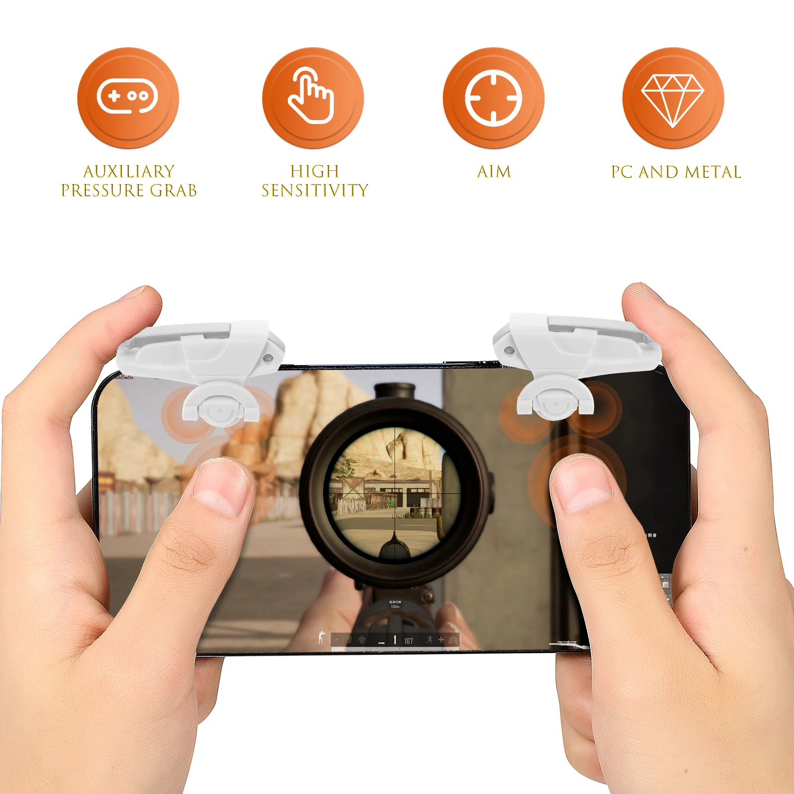 

1 Pair Game Trigger For Game Controller Portable Lightweight No Side Buttons Compatible With Most