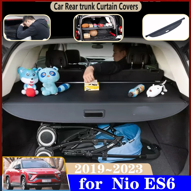 Car Trunk Curtain For Nio ES6 2019 2020 2021 2022 2023 Auto Trunk Cargo Covers Rear Curtain Retractable Space Car Accessories