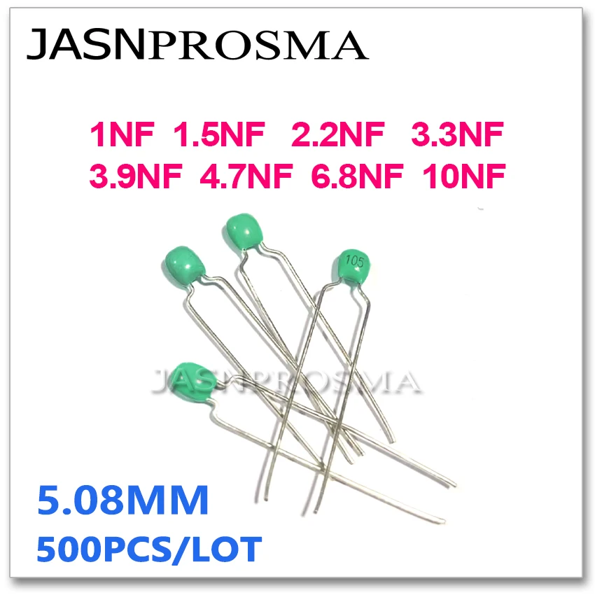 

JASNPROSMA зеленый монолитный керамический конденсатор 500 шт. 63 В 1NF 1,5NF 2,2NF 3,3NF 3,9NF 4,7NF 6,8NF 10NF 102 222 472 103 K 10%