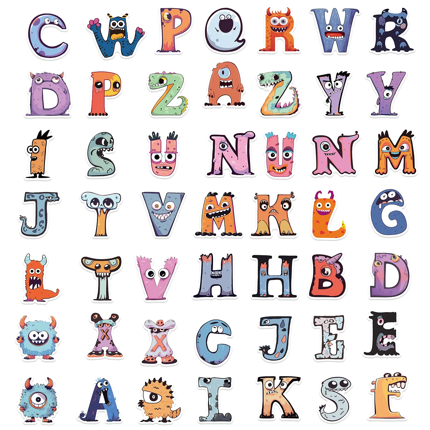 52Pcs Cartoon Game Alphabet Cute Stickers for Laptop Skateboard Motor Bike Car Fridge Guitar Waterproof Sticker Classic Toys