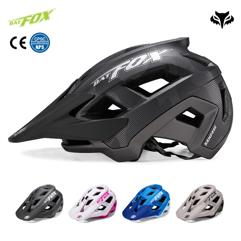 BATFOX Cycling Helmet Adjustable brim Comfort Lining Lightweight MTB Bicycle Helmets Integrated Molding Men Women Bike Helmets