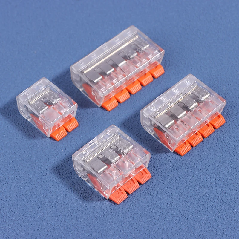 10PCS Orange Combination Cable Connector Fast Compact Cable Electrical Clamp Kit Connector Terminal 1 In And Out Wire Connector