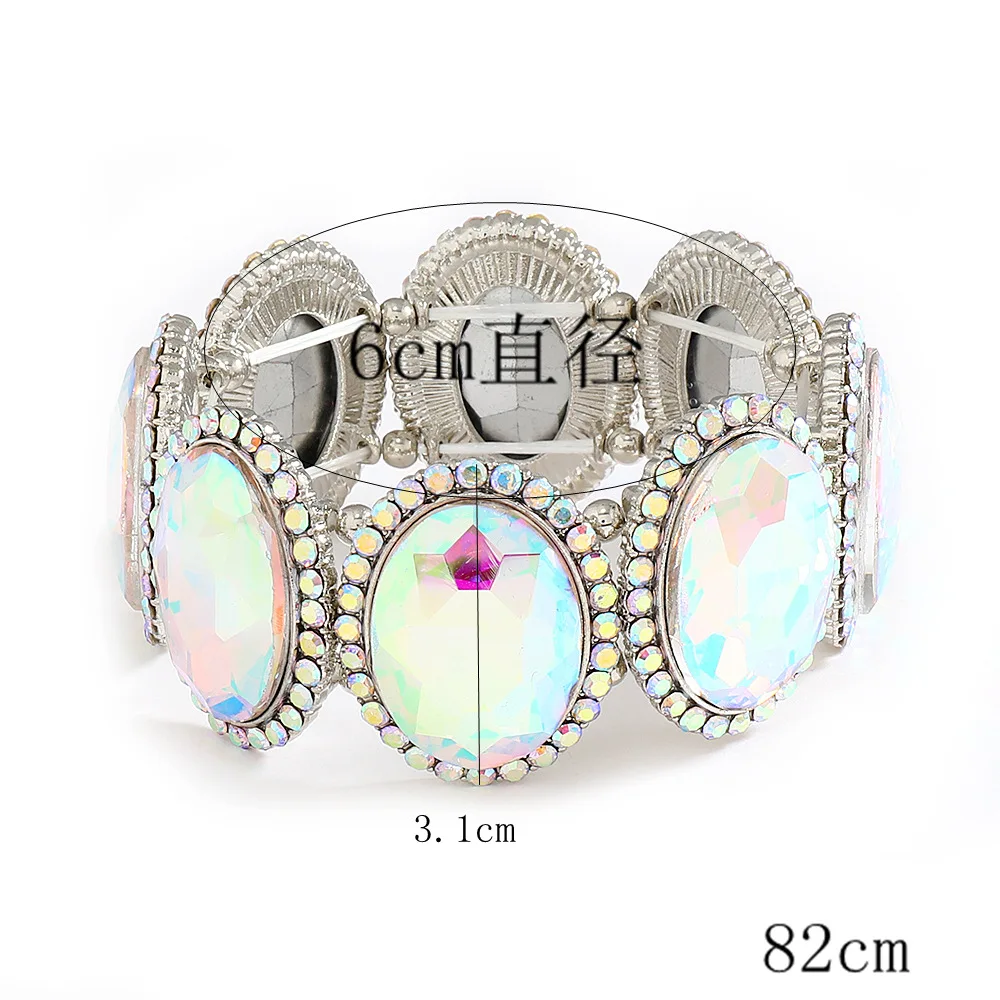 Europäisches und amerikanisches, auffälliges, geometrisches Armband mit Kristallen, breite Version, elastisches Armband für Damen, Hip-Hop-Accessoire. – Detail 6