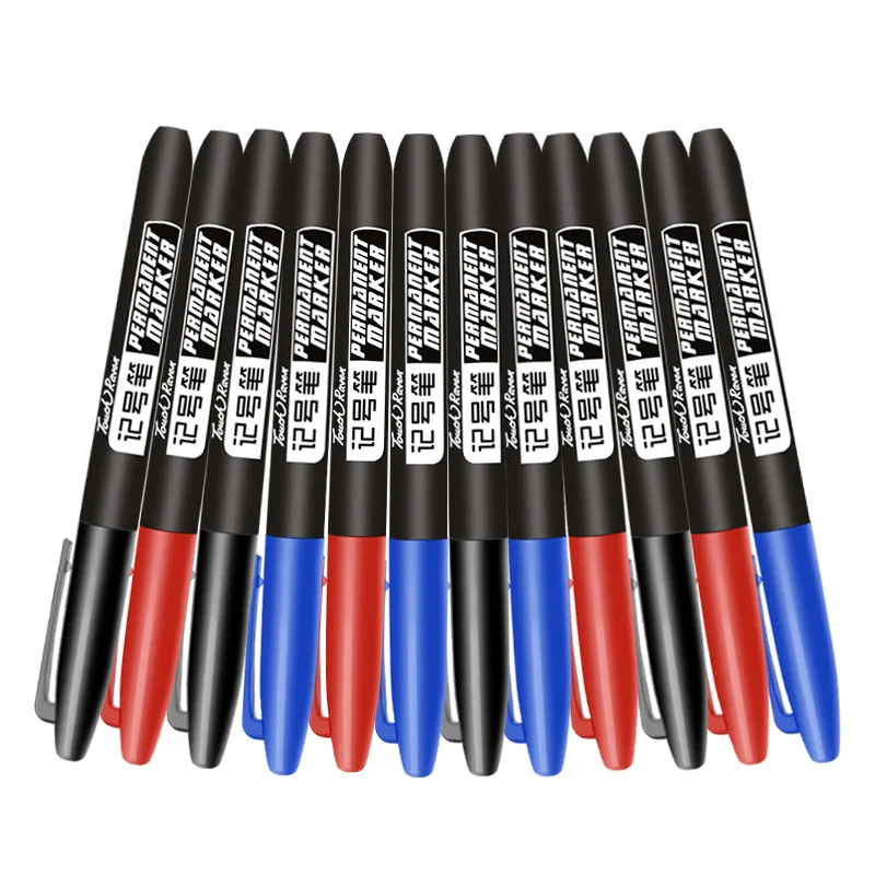 20pcs Marking Pen Black, Oily, Non Fading, Waterproof, Big Head, Line Marker Ink, Color Marker, Non Erasable For Office