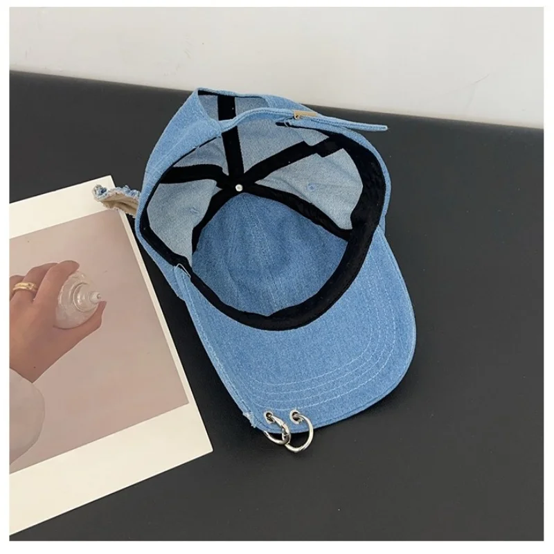 

Essential for Experts Sun Hat Y2k Wasteland Style Personality Iron Ring Cowboy Baseball Cap Men's and Women's Dark Punk Street