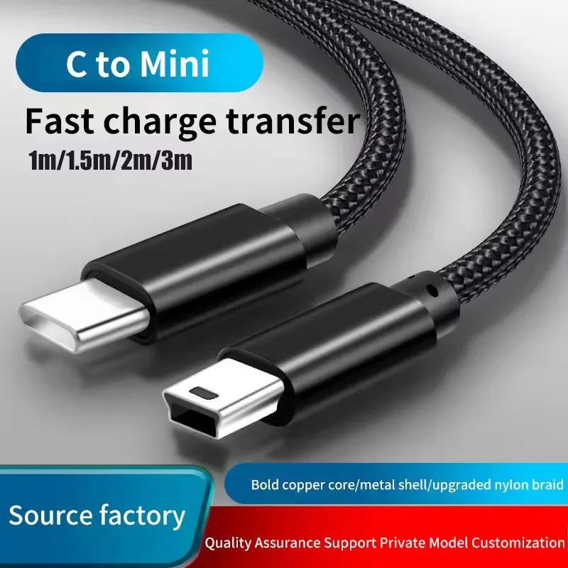 USB C to Mini USB Cable Adapter Type C Mini USB Connector Cables for Camera MP4 3 MacBook Pro 5-Pin OTG Charging Sync Data Cord - view 2