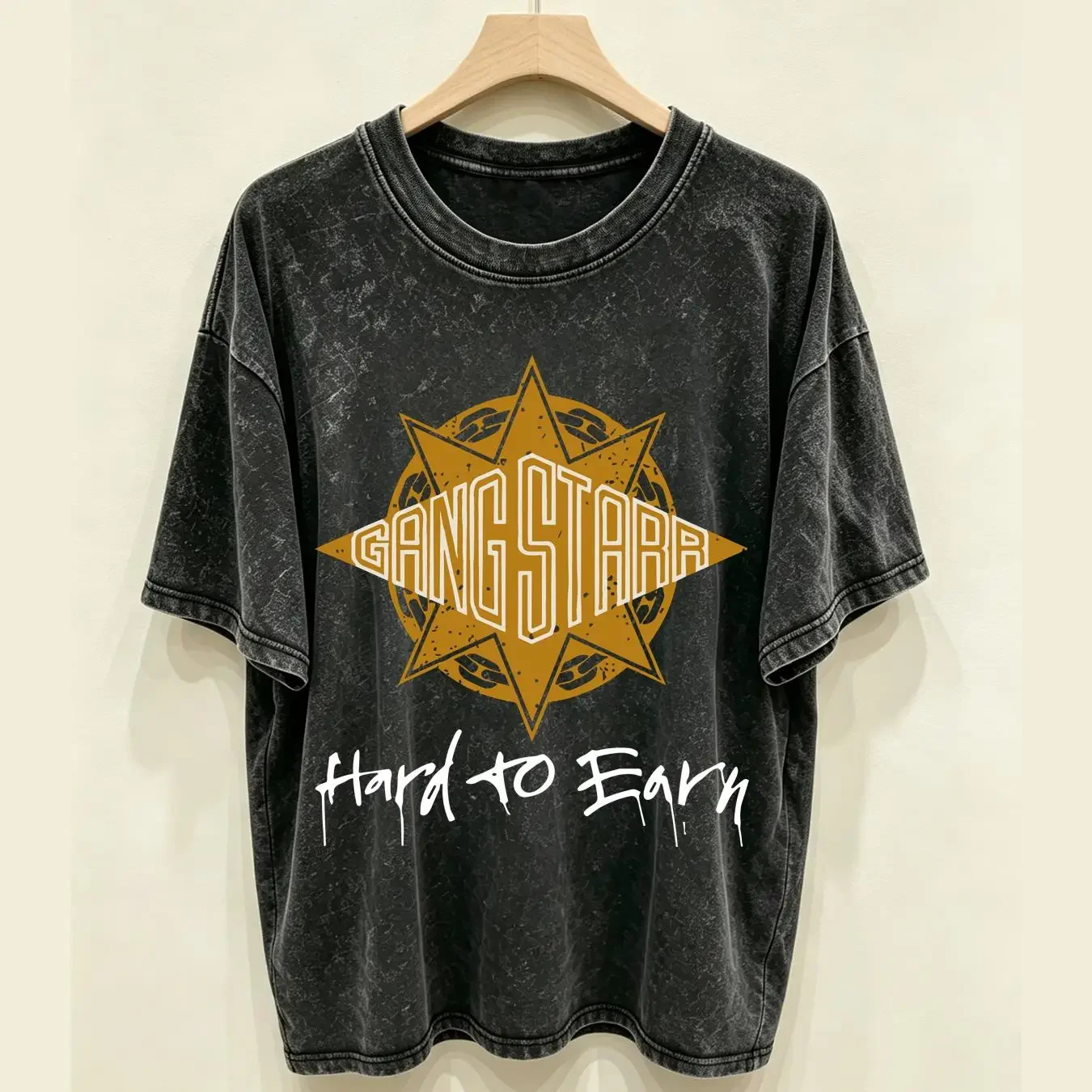 washed T Shirt Hard To Earn Gang Starr 1990s Hip Hop Brainstorm Mass Appeal The Planet long or short sleeves vintage Washed