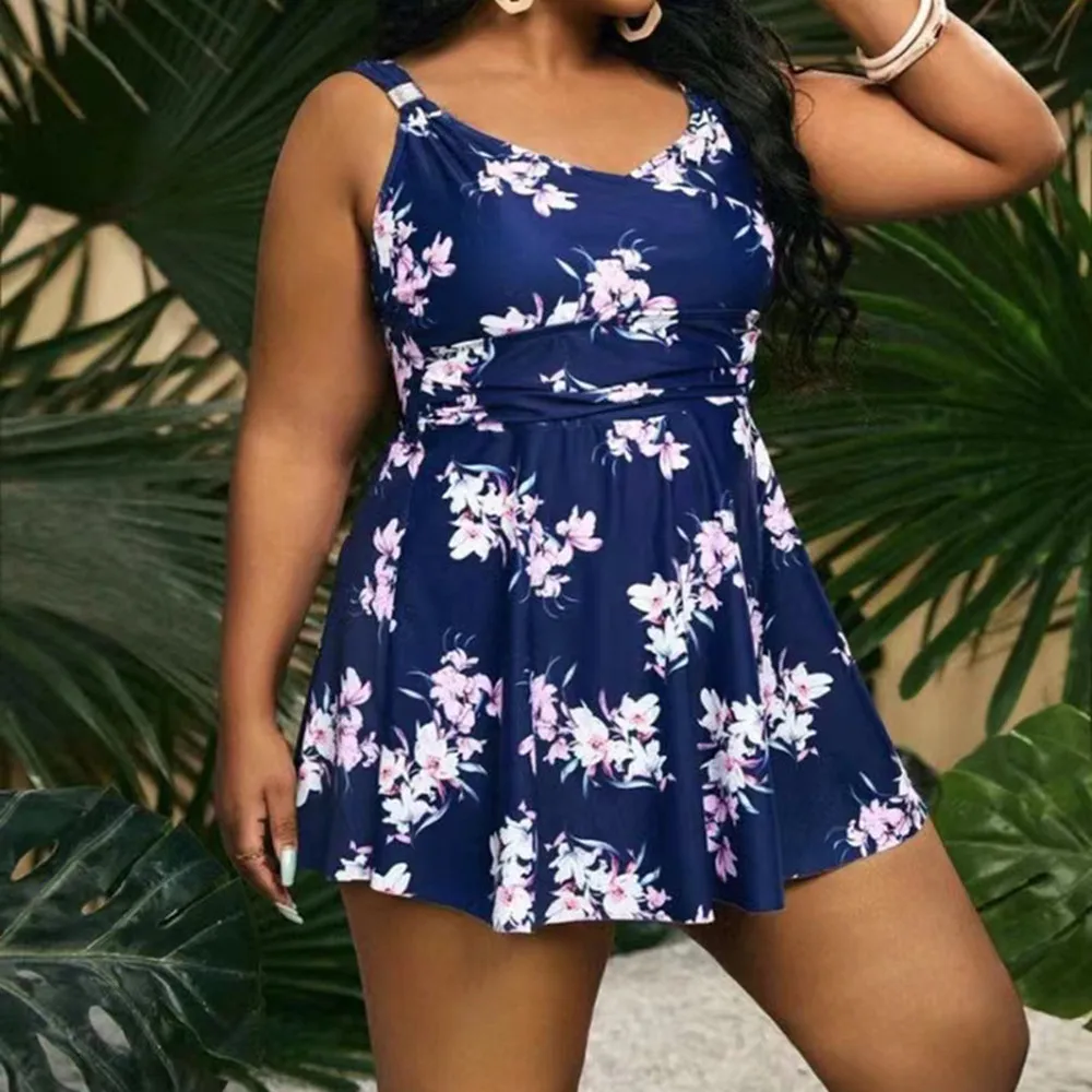 Plus Size Swimsuit 2024 Woman Tankini Two-Piece Swimwear Women Tummy Control Beachwear Bathing Suit High Waist Swimdress Bikini