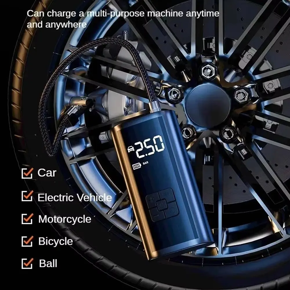 Portable Car Air Pump Electric Tire Inflator LCD Display Motorcycle Bicycle Ball Compressor Multi-Use Inflator Pump