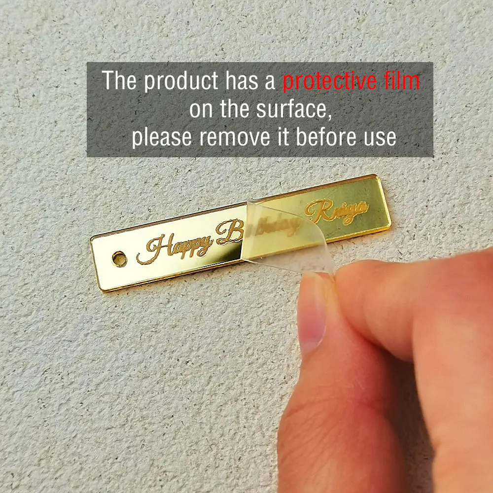20/50/100Pcs Personalized Acrylic RectangleTag Engraved Custom Wedding Name Baby Baptism Mirror Gold Tag Decoration Gift
