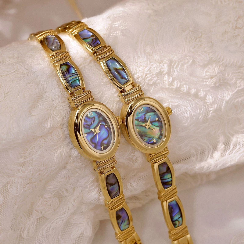 البيضاوي الهاتفي النساء ساعات يد العلامة التجارية الفاخرة السيدات ساعات المعصم للإناث ساعة الذهب تصميم فريد من نوعه كوارتز ساعة اليد #5